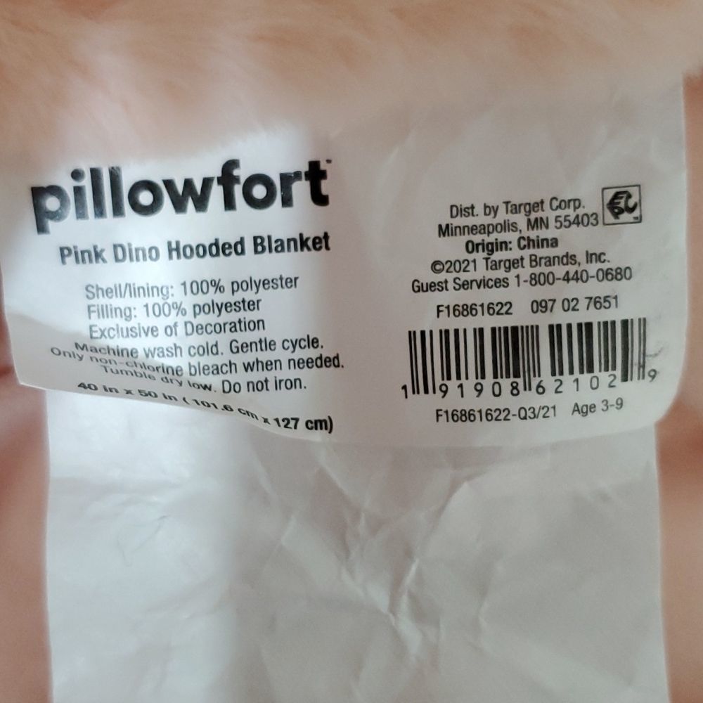 Dinosaur Hooded Blanket Pink - Pillowfort - Picture 6 of 9